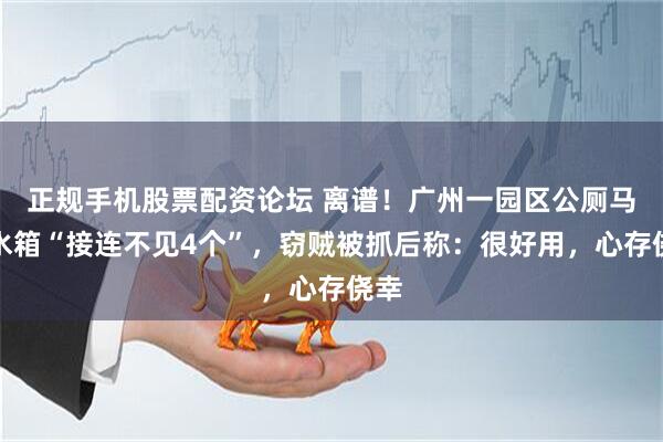 正规手机股票配资论坛 离谱！广州一园区公厕马桶水箱“接连不见4个”，窃贼被抓后称：很好用，心存侥幸